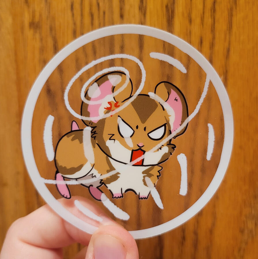 "hamster ball" transparent sticker; 3 inches