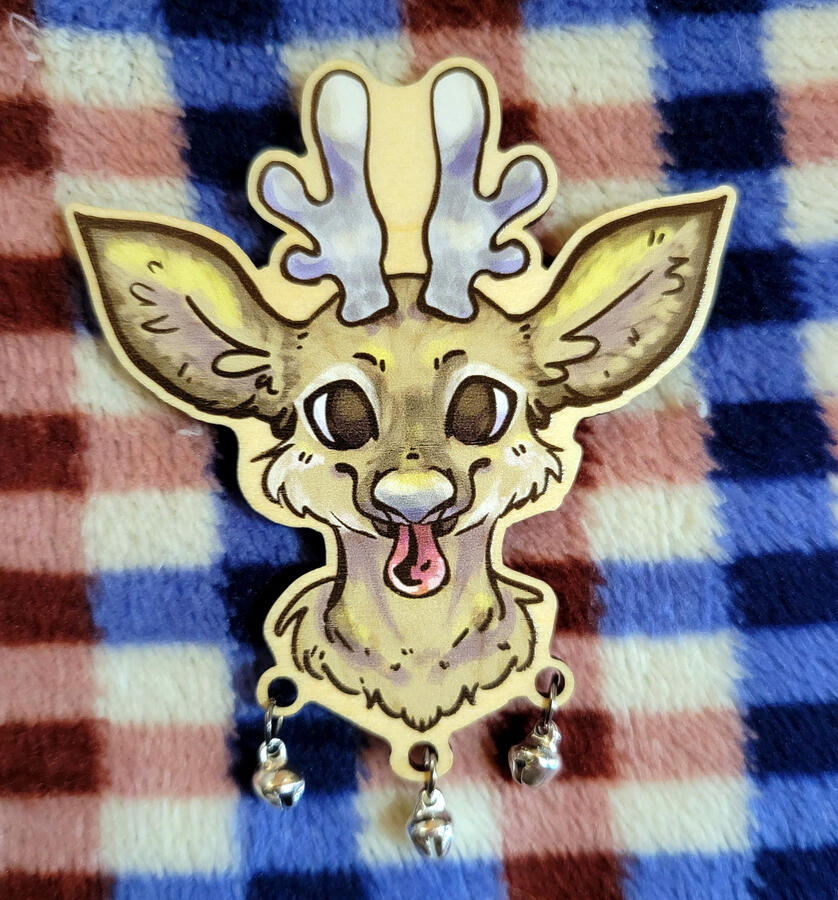 Wooden Reindeer Pin - findings sourced and attached in-house