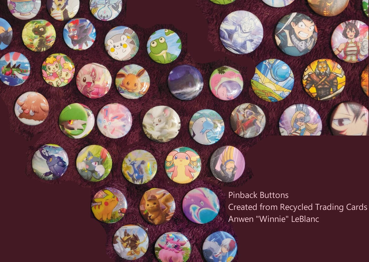 TCG CARD BUTTONS - raised many a question about what is/is not bootleg; ultimately felt it better to NOT bring them.