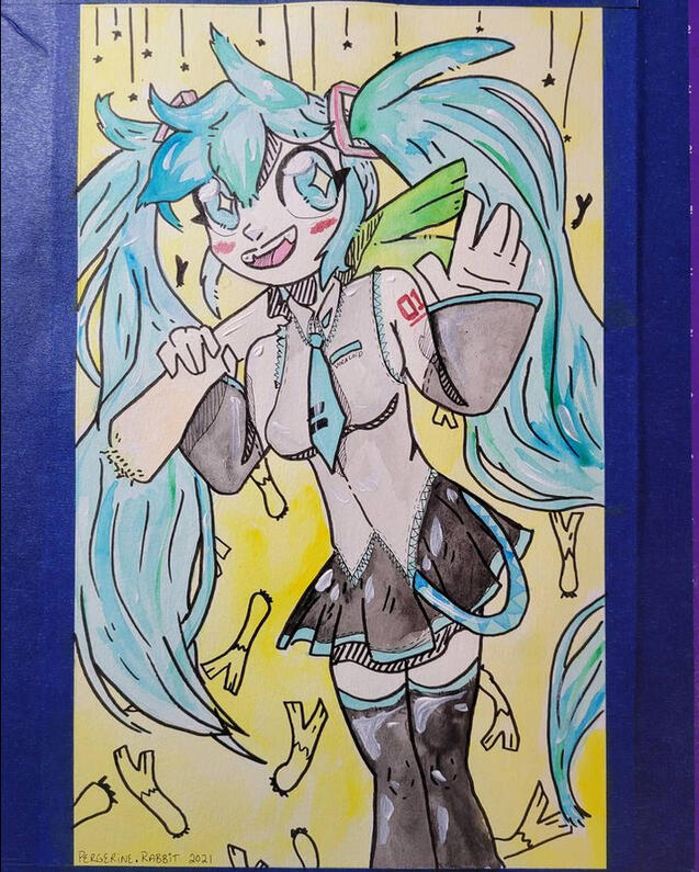 Fully finished miku before she got taken off the stretch board!