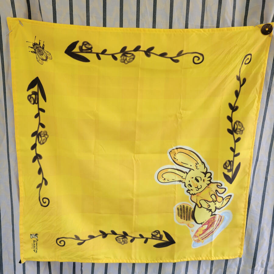 Honey Bunny bandana; feat button &amp; loop closure for extra large necks-- Fursuits, anyone? :3 (or belt/buttcape usage)