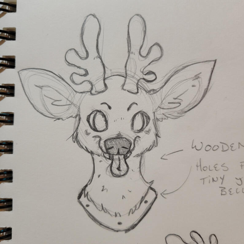 Original sketch for the wooden reindeer pin.