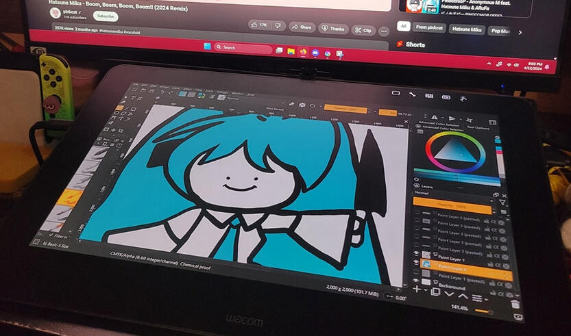 Cleaning it up in Krita! Shes not quite done yet!