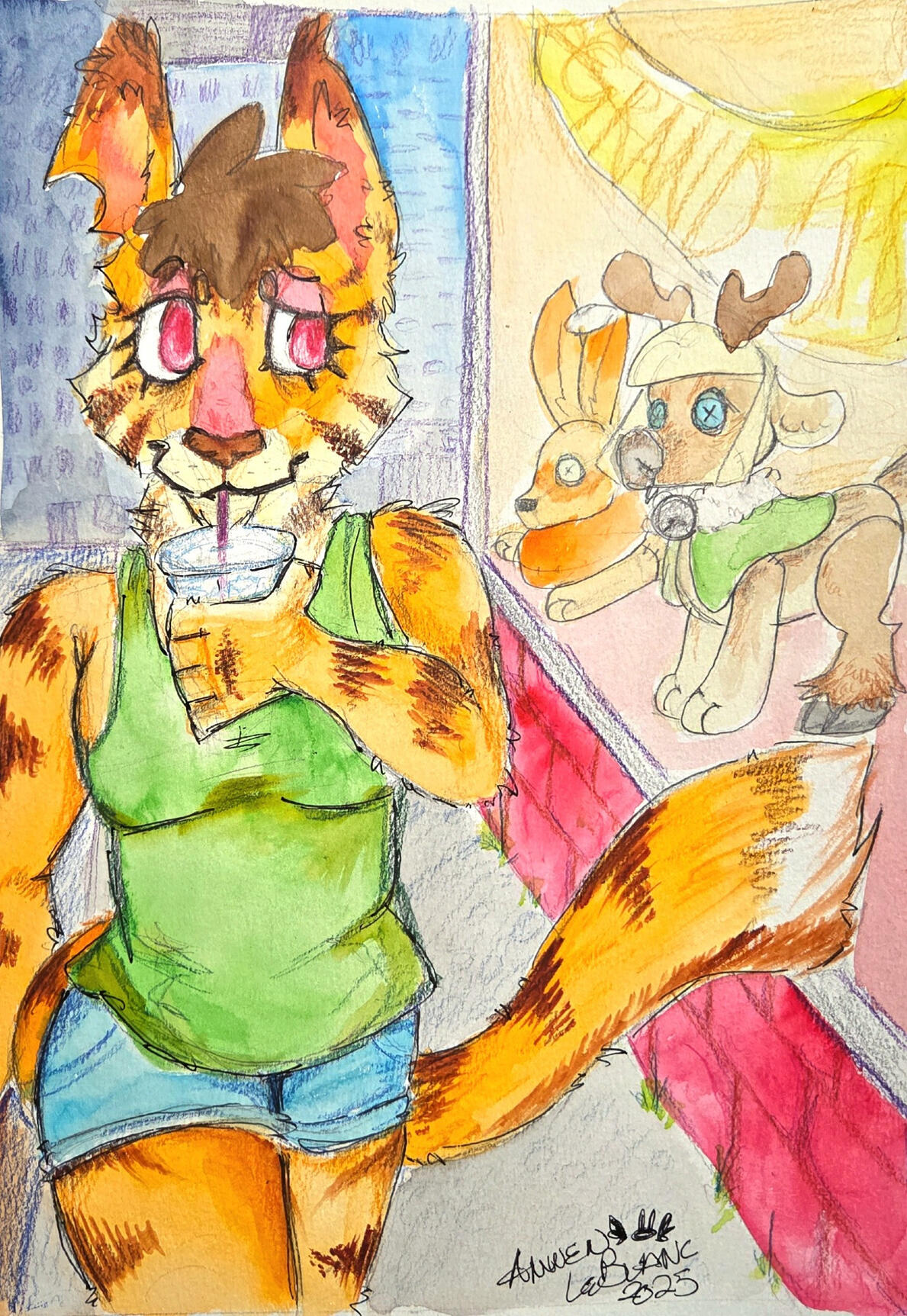 "Weird Toy Store" - 10 x 13; Mixed Media on Watercolor Paper, featured in timelapse.