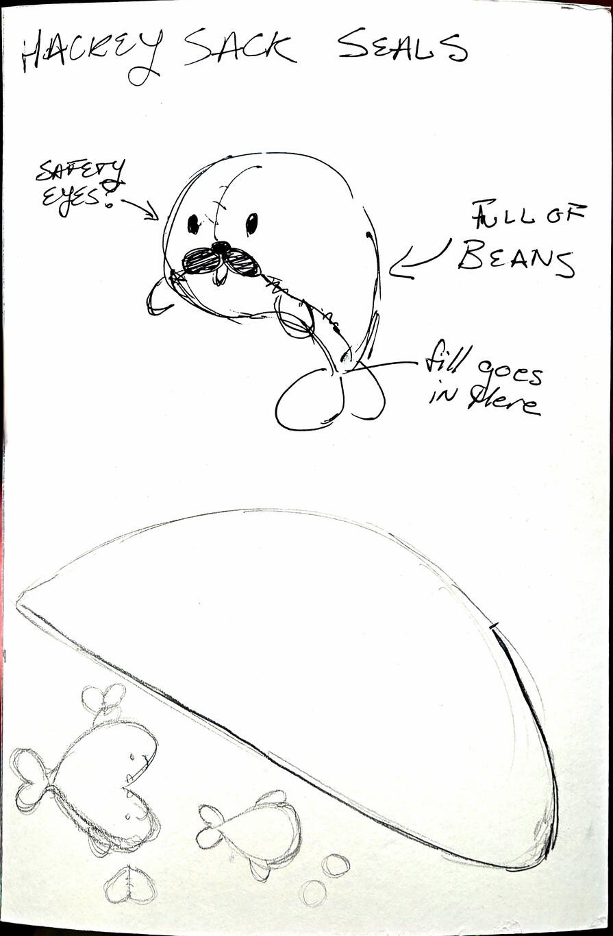 the og sketch and pattern draft for the hackey seals