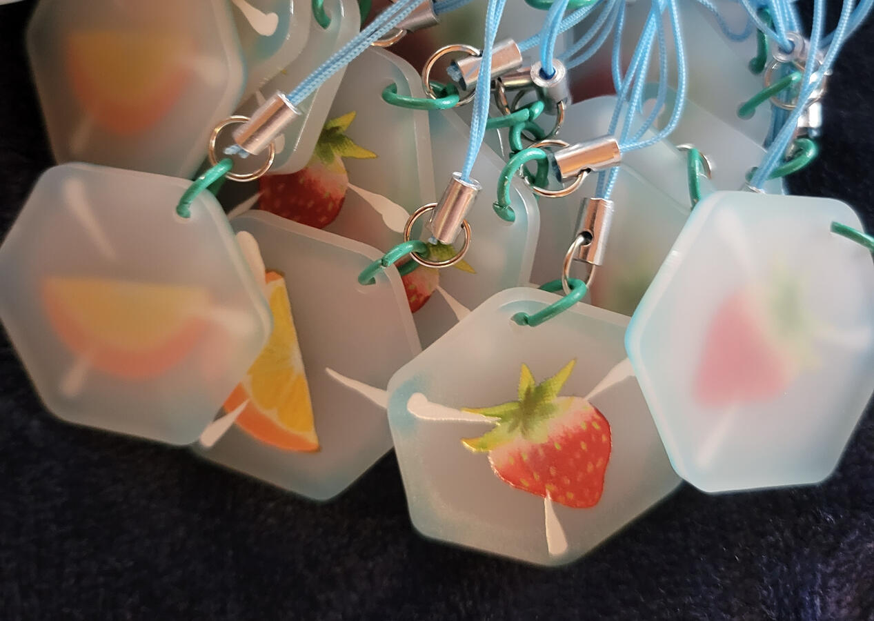 Frosted Fruit Ice Cube Phone charms. approx 1.5 inch. findings sourced and attached in-house