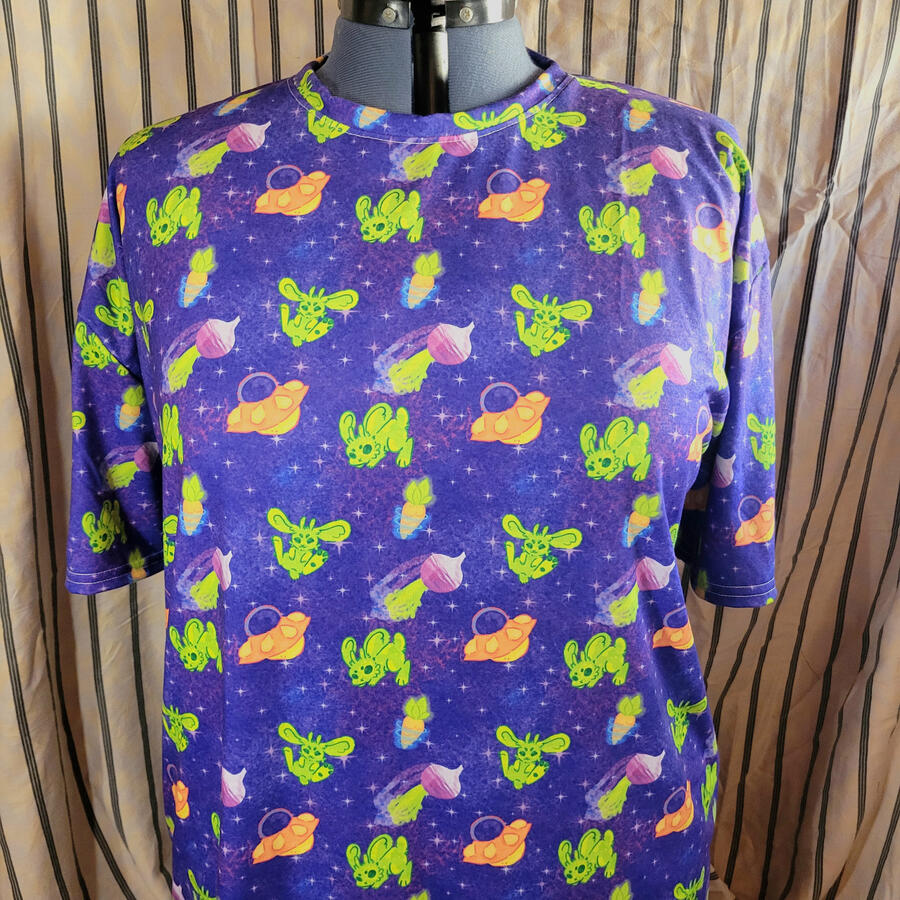 Alien Bunny- All over pattern Tee (Available in XS to XL)